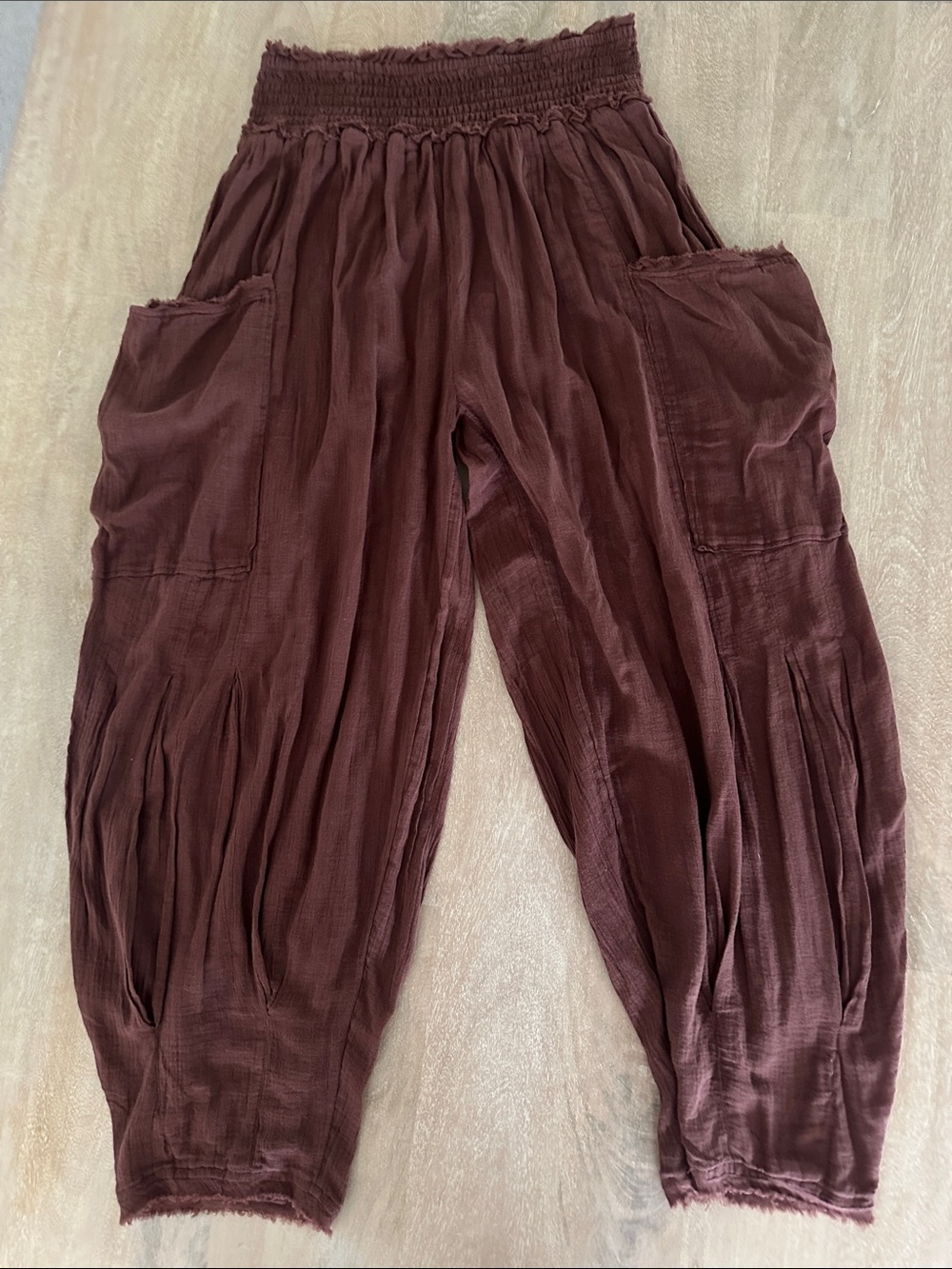 Anthropologie Cropped Gauze Cargo Pants